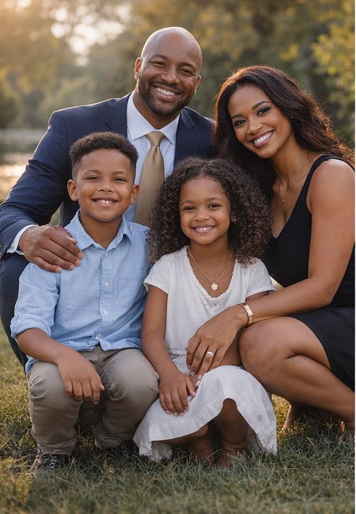 Family portrait in a park